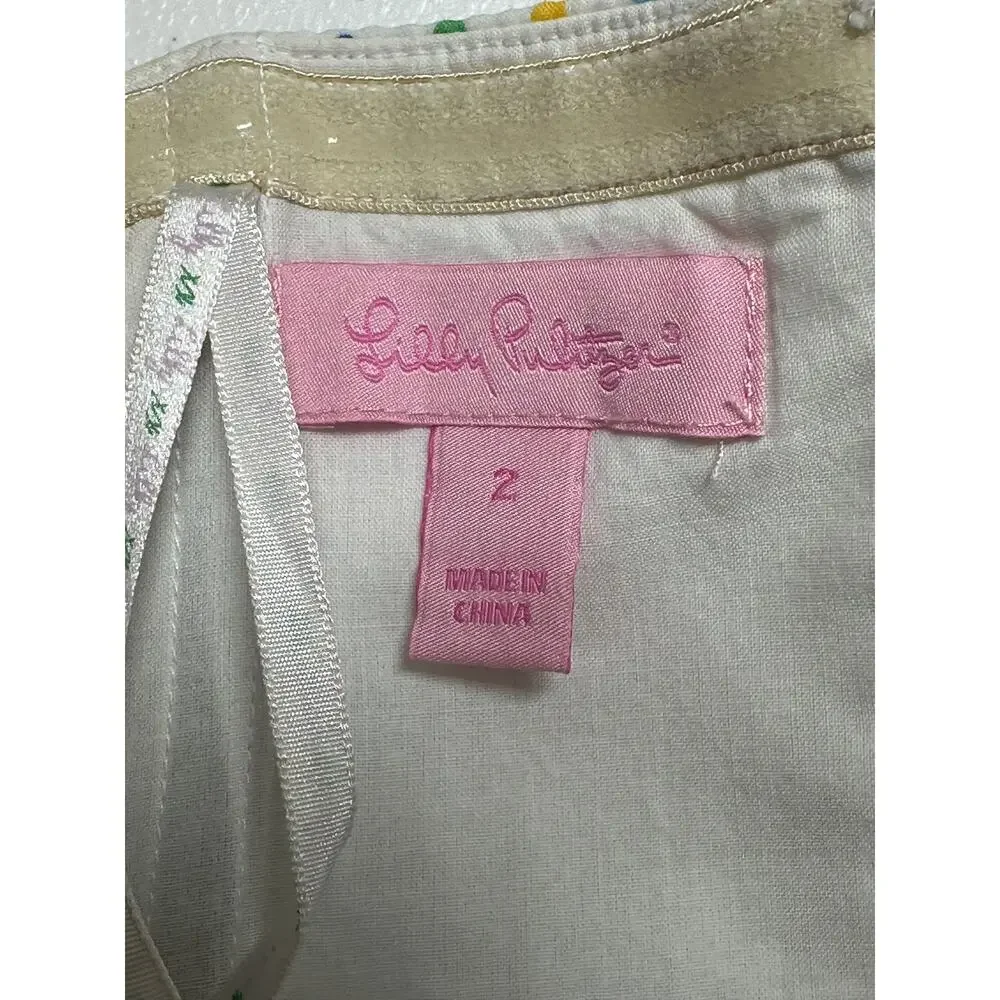 Lilly Pulitzer Dress Womens 2 White Rainbow Polka Dot Strapless Seersucker Beach - Picture 7 of 12